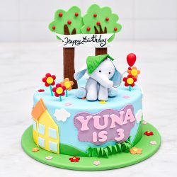 Elephant Garden Birthday Cake