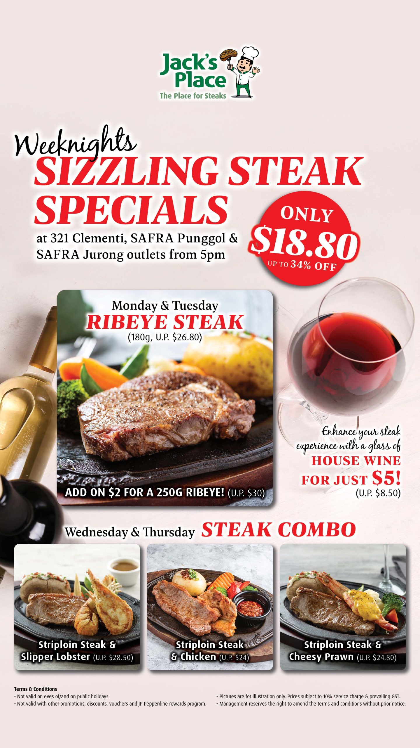 Weeknights Sizzling Steak Specials