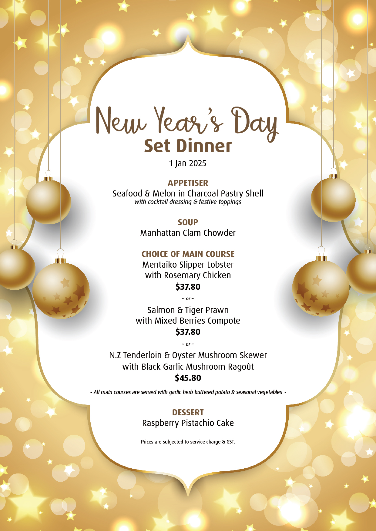 New Year's Day Set Dinner