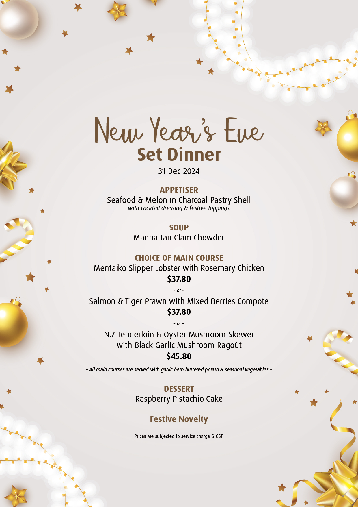 New Year's Eve Set Dinner